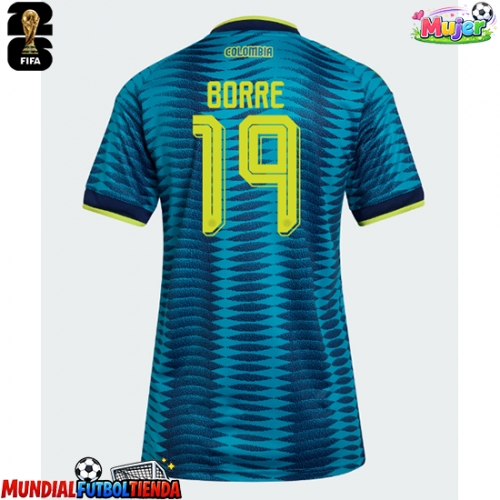 Camiseta Colombia Rafael Santos Borre #19 Segunda Equipación Replica Mundial 2026 para mujer mangas cortas